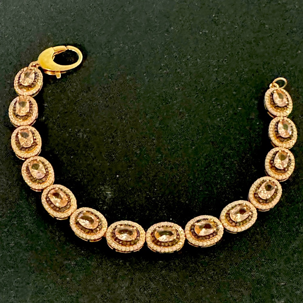 Pink morganite simulant 14 k rose  gold over Sterling Silver bracelet